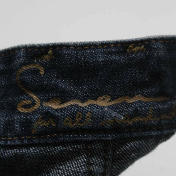 7 For All Mankind Dark Denim Cut Off Jean Shorts - Picture 5 of 5